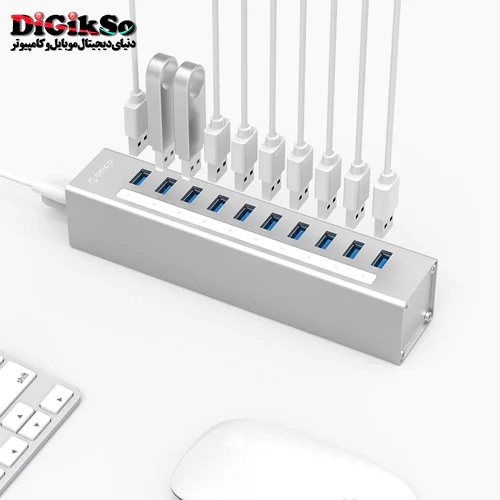 هاب 10 پورت USB3.0 اوریکو مدل A3H10 + آداپتور