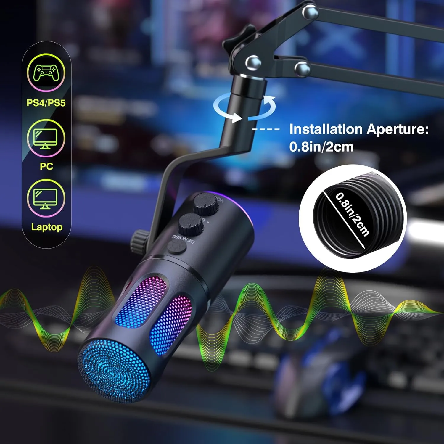 میکروفون رومیزی و گیمینگ حرفه‌ای مدل SU8 (کاندنسر USB)