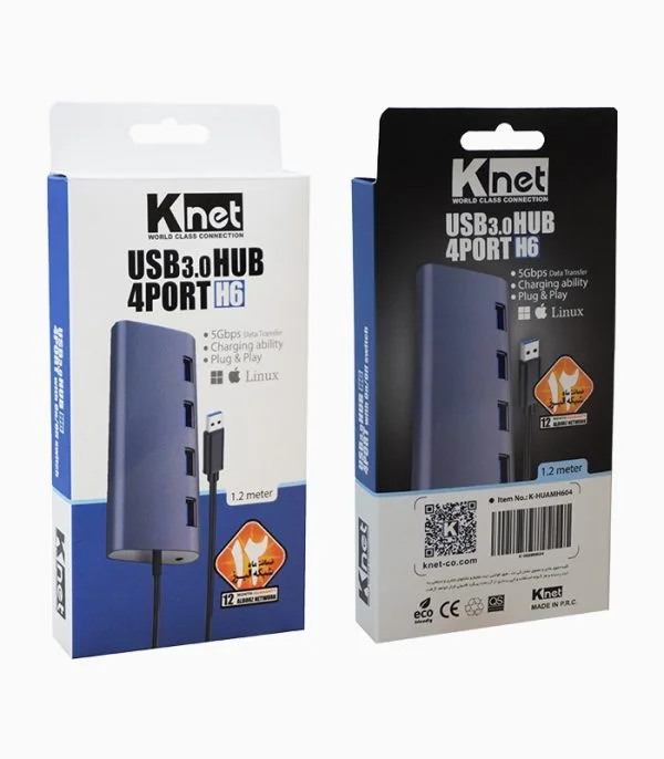 هاب ۴ پورت USB 3.0 کی نت مدل K-HUAMH604