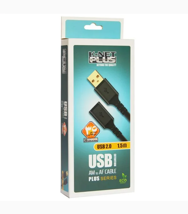 کابل افزایش طول ۲٫۰ USB کی نت پلاس ۱٫۵ متری مدل KP-CUE2015