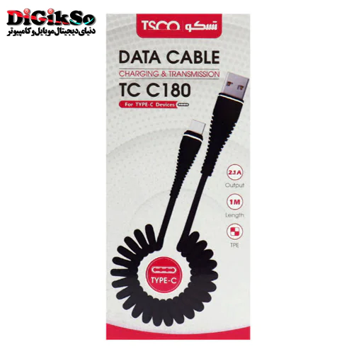 کابل فنری تایپ سی به USB تسکو مدل TC C180 به طول 1 متر