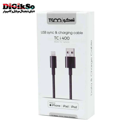 کابل فست شارژ لایتنینگ اورجینال تسکو مدل TSCO TC i400 به طول 1.5 متر