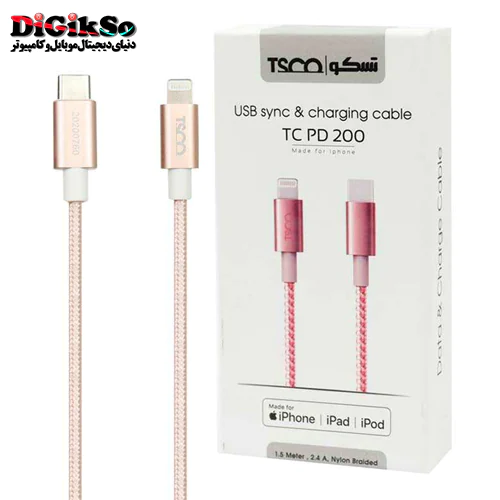 کابل شارژ تایپ سی به لایتنینگ تسکو مدل TC PD200 به طول 1.5 متر