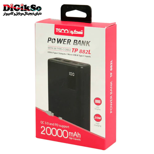 پاور بانک تسکو Qualcomm TP 882L ظرفیت 20000 میلی آمپر