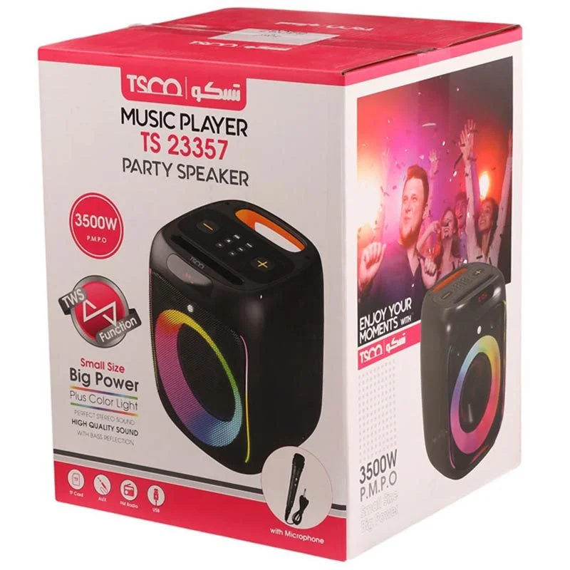 اسپیکر بلوتوثی تسکو مدل TS 23357 + میکروفون و ریموت کنترل