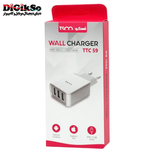 شارژر دیواری تسکو مدل TTC 59 با کابل micro-USB